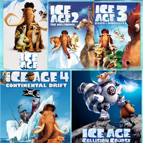 Ice Age: 1) Ice Age (2002) 2) Ice Age: The Meltdown (2006) 3) Ice Age: Dawn of the Dinosaurs ...