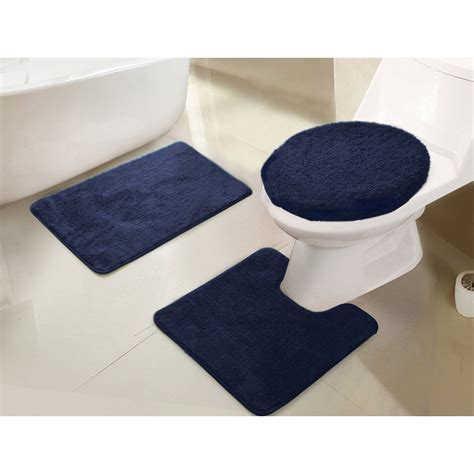 RT Designers Collection Imperial 3 Piece Bath Rug Set Navy Bathroom Rug ...