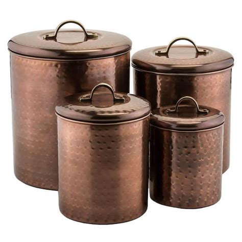 Old Dutch 4-Piece Hammered Antique Copper Canister Set 1843 - The Home ...