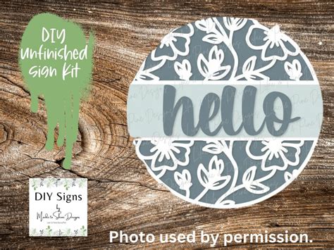 DIY Hello Floral Sign Flowers Welcome Unfinished Sign DIY - Etsy