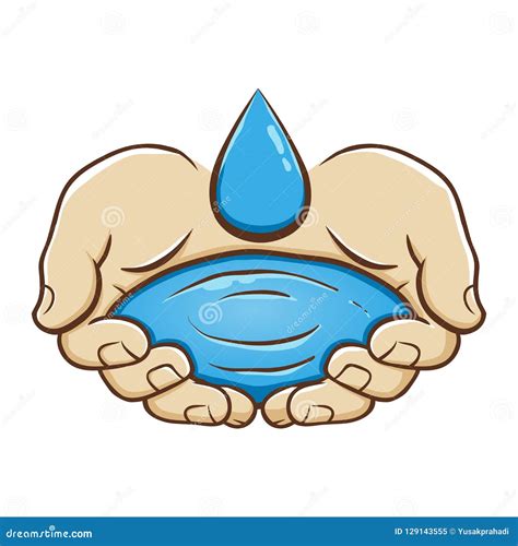 Pair of Hand Holding Water stock vector. Illustration of fingers - 129143555