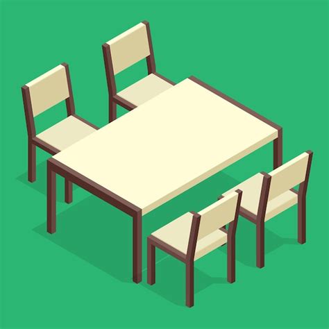 Premium Vector | Wooden table with chairs for cafes. modern table and chairs on white background ...