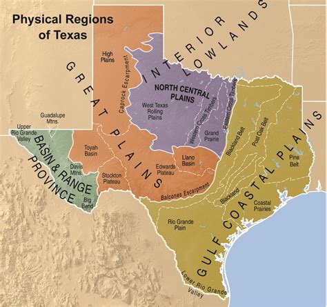 Physical Regions | Guadalupe mountains, Rio grande valley, Texas geography