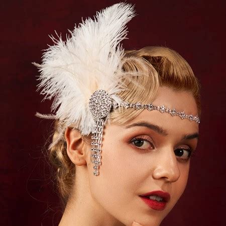 Ladies White 20s Art Deco Flapper Headband