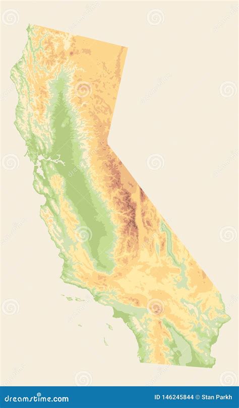 California Physical Map Vinatge Colors - Blank Map Stock Vector ...