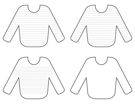 Free Printable Sweater-Shaped Writing Templates