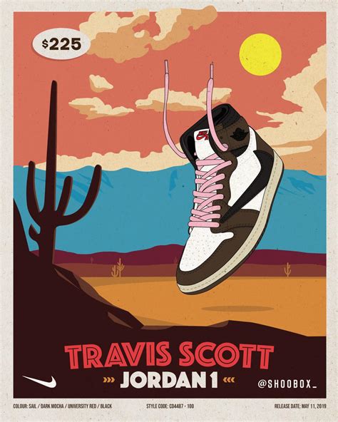 Created a vintage style poster to showcase the Jordan 1 Travis Scott ...