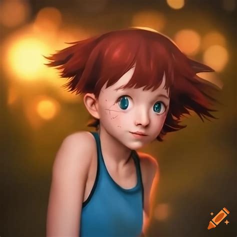 Realistic depiction of misty from pokemon season 1 on Craiyon