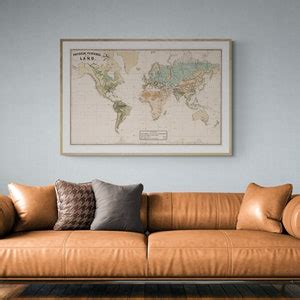 Retro World Map Physical Features OF the Land 1862 Old Map - Etsy Australia