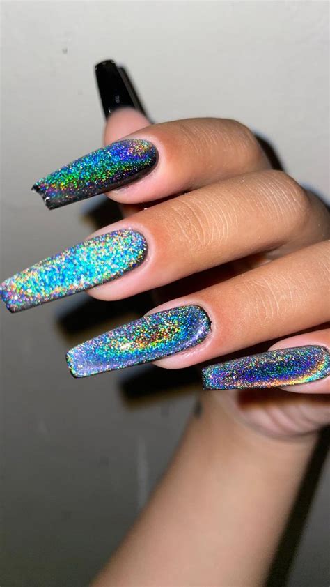 Rainbow cat eye gel polish | Holographic nails, Nail designs glitter ...