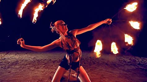 Fire dancing duet. Poi and fire fans - YouTube