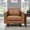 HOMESTOCK Tan Top Grain Leather Mid-Century Chair, Sofa Couches for Living Room Furniture ...