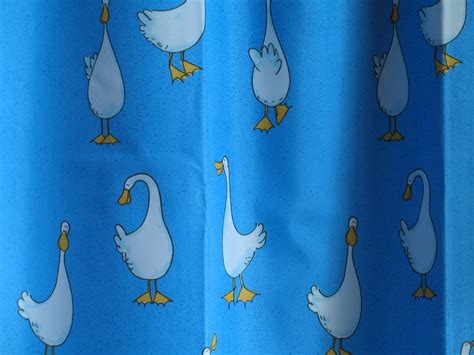 Shower curtain | Populated with cartoon geese. | Simon Law | Flickr