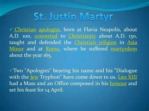 PPT - St. Justin Martyr PowerPoint Presentation - ID:1773190