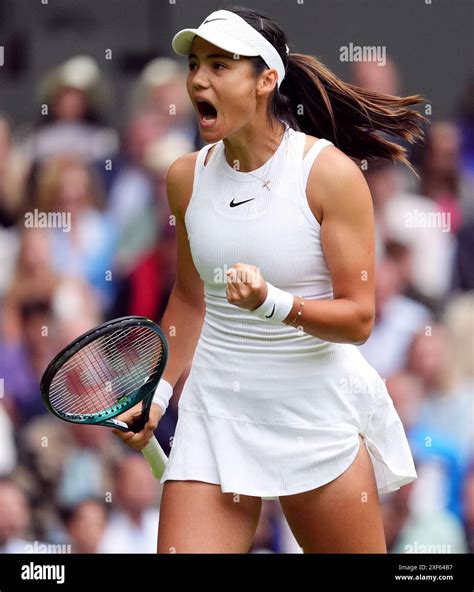 Emma Raducanu reacts during her match against Renata Zarazua (not pictured) on day one of the ...