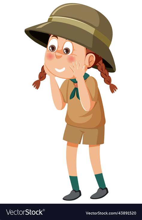 Cute girl scout cartoon character Royalty Free Vector Image