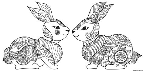 Coloriage paques mandala lapins - JeColorie.com