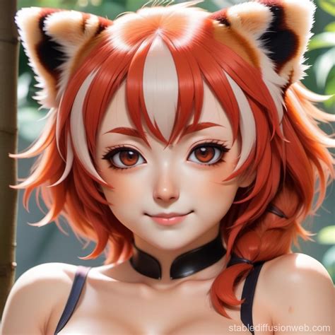 Red Panda Waifu in Anime Style | Stable Diffusion Online