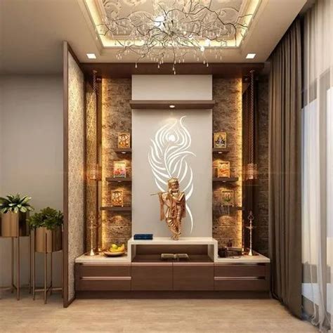 Pooja Room Designing Service, Work Provided: Wood Work & Furniture at ...