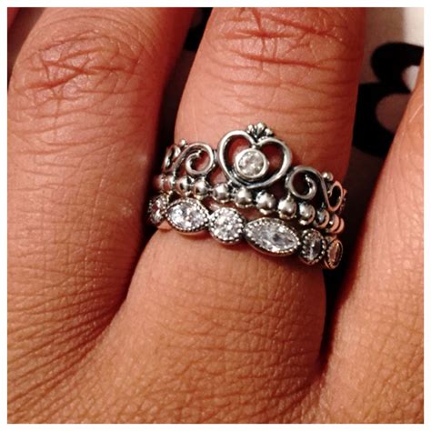 Perfect way to stack the Pandora princess ring ️ … | Pandora rings ...