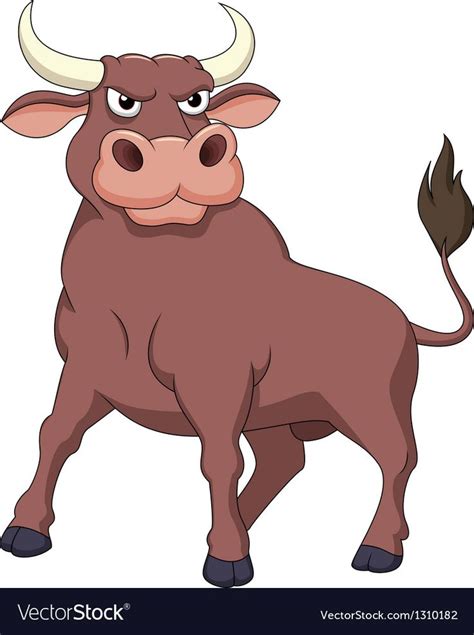 Vector illustration of Strong bull cartoon. Download a Free Preview or ...