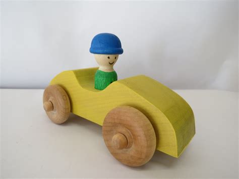 Yellow wooden racing car by Carolie, Handmade Toys