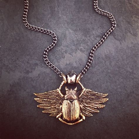 Scarab Necklace Bronze Scarab Beetle Pendant Beetle - Etsy