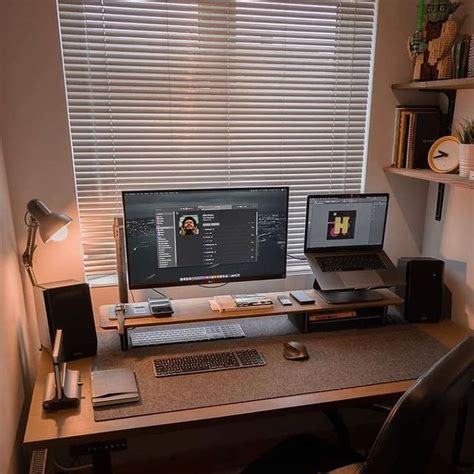 Laptop Stand Home Office Desk Setup | Home office setup, Home office ...