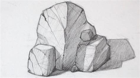 How to Draw Rocks - Basic Shapes | Realistic drawings, Drawing rocks ...