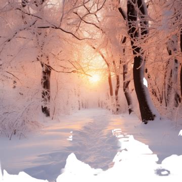 Winter Snowy Forest At Sunset, Beautiful Christmas Landscape, Shallow Depth Of Field, Snow ...