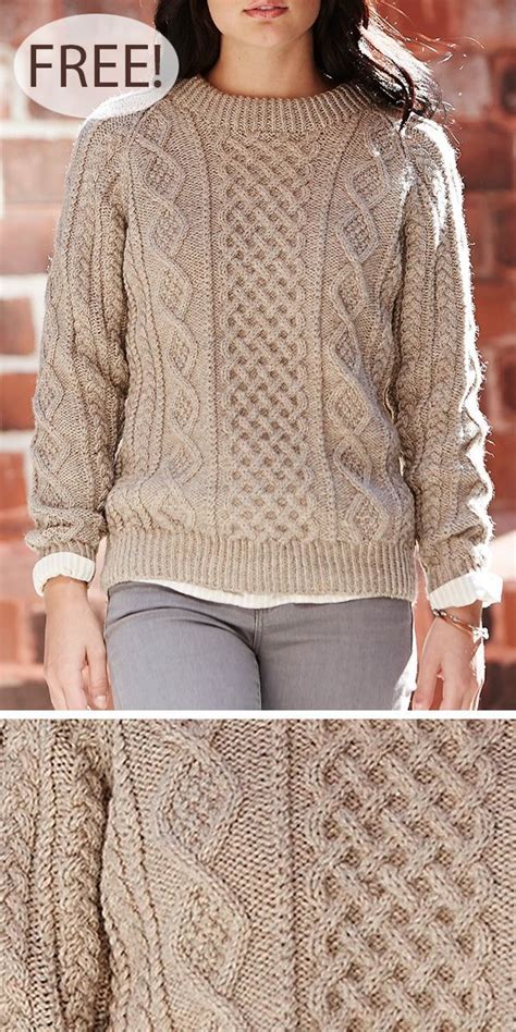 Free Knitting Pattern for Honeycomb Aran Sweater - Long-sleeved ...