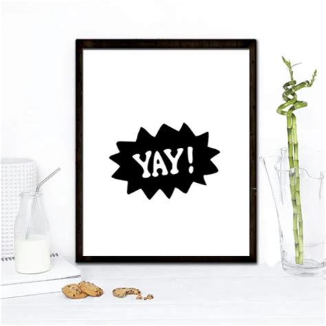 funny YAY Quotes printed Canvas poster,nursery Wall art for kids room Decoration, Frame not ...