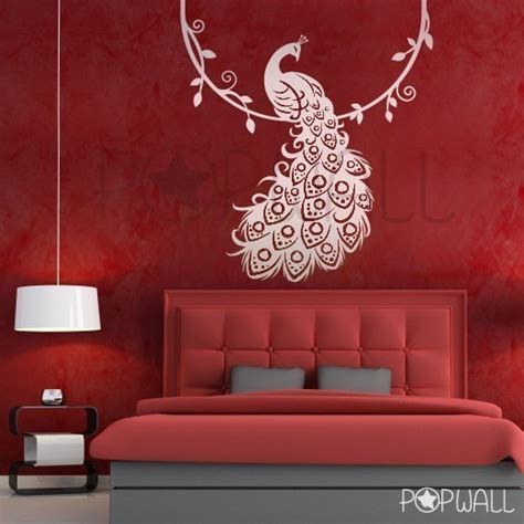 Peacock Wall Decal, lving room , vines, bedroom ,bird wall decal, Wall ...