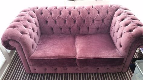 2 Seater Chesterfield Sofa Bed - Plum Crushed Velvet | in Aberdeenshire | Gumtree