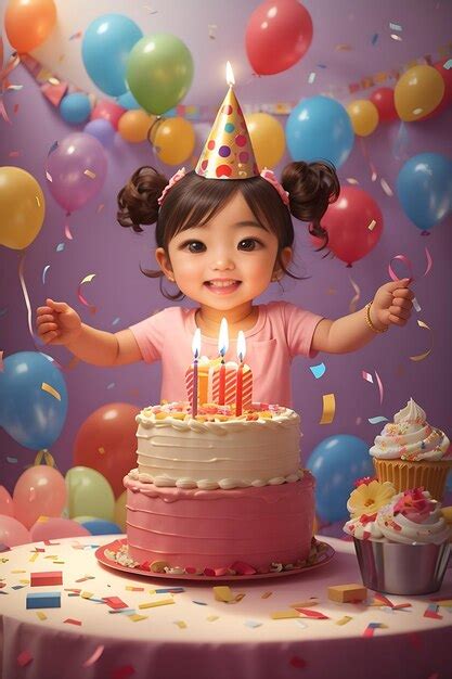 Premium AI Image | birthday cake with candles and balloons AI generation