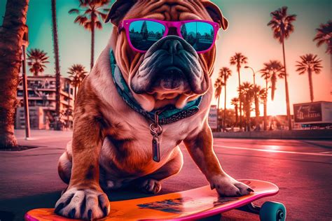 Longest distance a dog has skateboarded: A bulldog skateboarding record