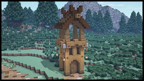 Minecraft: How to build a wooden Watchtower [ Tutorial ] - YouTube