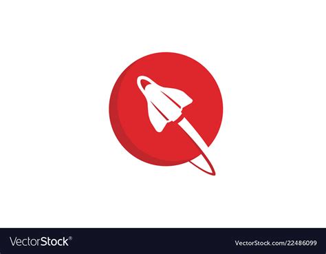 Creative red rocket planet logo Royalty Free Vector Image