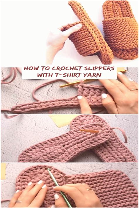 How To Crochet Slippers with Tshirt Yarn Crochetopedia | Diy crochet slippers, Crochet slippers ...