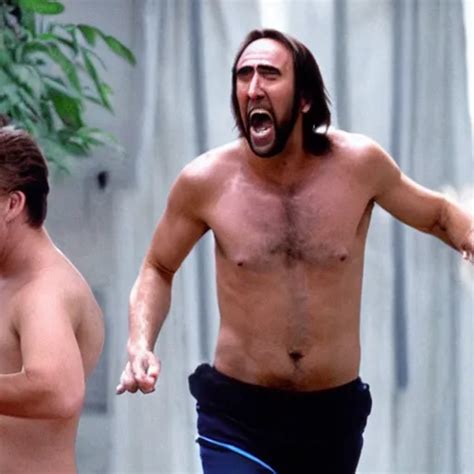 shirtless nicolas cage running marathon screaming | Stable Diffusion | OpenArt