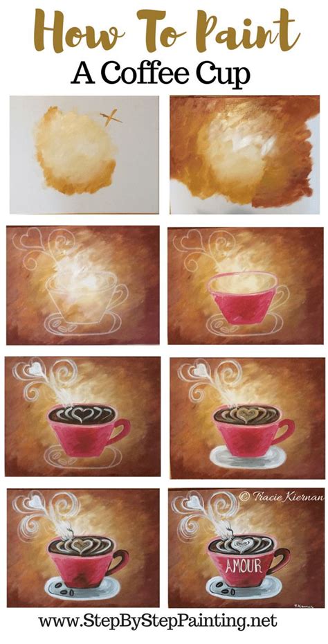 Coffee Cup Painting - Step By Step Painting For Beginners | Coffee ...