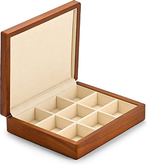 Oirlv Solid Wood Ring Jewelry Box Organizer Earrings Jewelry Drawer Organizer Tray with Lid ...