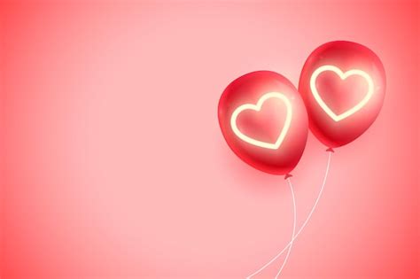 Free Vector | Happy valentines day two love hearts balloons card design