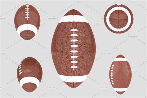 American Football Ball Set | Custom-Designed Graphic Objects ~ Creative ...