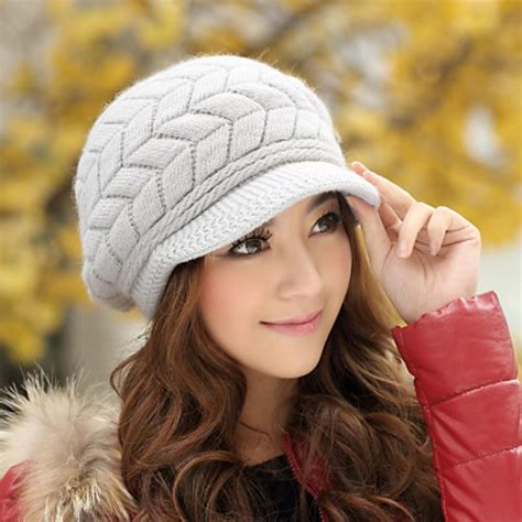 Buy Winter Women Hat Knitted Hat Female Soft High Elastic Solid Color Warm Cap Beanies Headgear ...