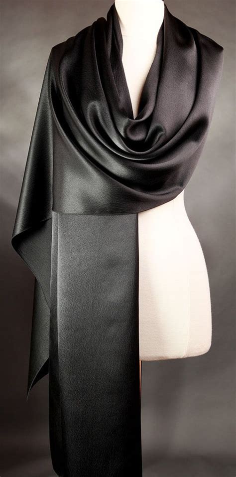 Black Scarf Silk Scarf Shoulder Wrap Neck Scarf Evening Scarf Elegant Scarf Handmade Scarf Women ...