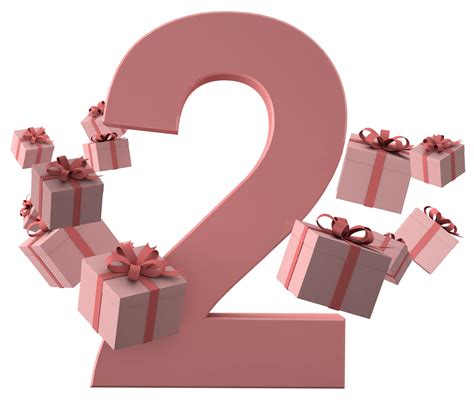 rosa nummer 2 ett födelsedagskoncept med presentförpackningar, 3d-rendering 9898862 PNG