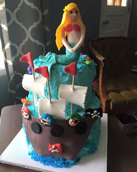 Pirate mermaid cake | Mermaid cakes, Desserts, Cake