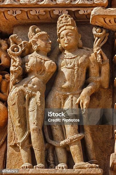 Famous Sculptures Of Khajuraho Temples India Stock Photo - Download ...