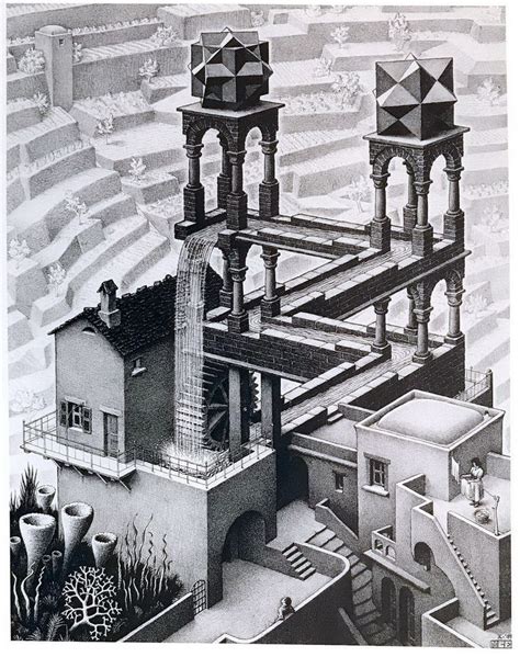 WATERFALL Escher Vintage Print Escher Poster Surrealist | Etsy Canada ...